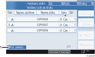 Ilustracja ekranu panela oznaczona numerowanymi odsy�aczami