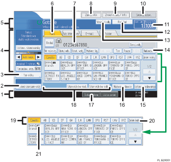 Ilustracja ekranu panela oznaczona numerowanymi odsy�aczami