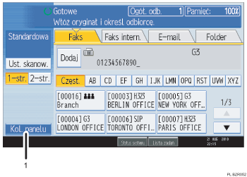 Ilustracja ekranu panela oznaczona numerowanymi odsy�aczami