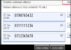 Ilustracja ekranu panela operacyjnego
