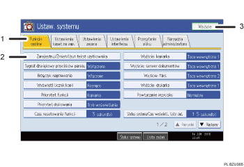ilustracja ekranu panelu operacyjnego (ilustracja z numerowanymi odnośnikami)