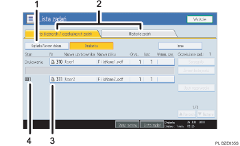 Ilustracja ekranu panela oznaczona numerowanymi odsy�aczami