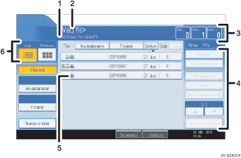 Bild av anv&auml;ndarpanelen (numrerade detaljer)
