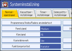 Bild av användarpanelens skärm