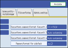 Bild av användarpanelens skärm