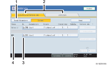 Bild av anv&auml;ndarpanelen (numrerade detaljer)