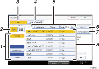 Bild av anv&auml;ndarpanelen (numrerade detaljer)