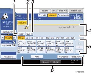 Bild av anv&auml;ndarpanelen (numrerade detaljer)