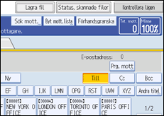 Bild av användarpanelens skärm