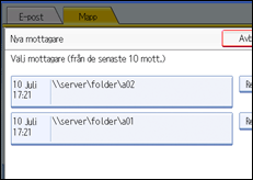 Bild av användarpanelens skärm