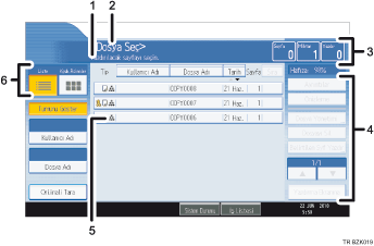 İşlem paneli ekran gösterimi numaralandırılmış balonlu resim