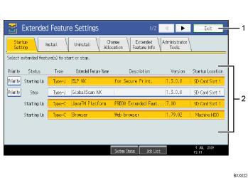 Operation panel screen illustration numbered callout illustration