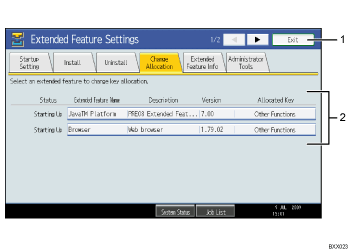 Operation panel screen illustration numbered callout illustration