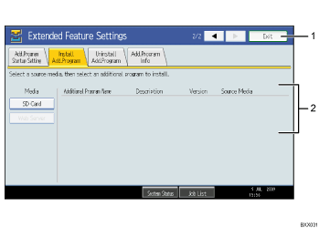 Operation panel screen illustration numbered callout illustration