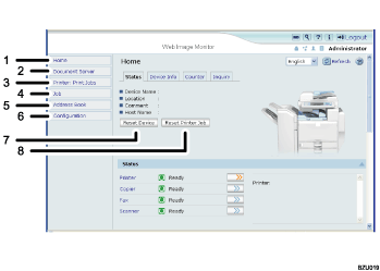 Web browser screen illustration numbered callout illustration