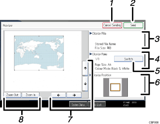 Operation panel screen illustration numbered callout illustration