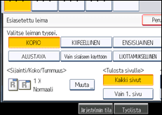 Käyttöpaneelin näytön kuvaus