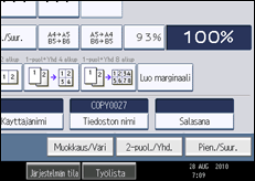 Käyttöpaneelin näytön kuvaus