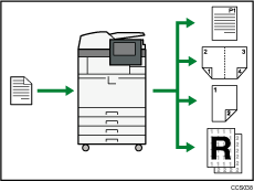 Illustration de l'utilisation de l'appareil comme un copieur