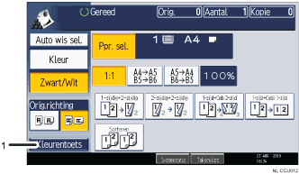 Genummerde afbeelding van het scherm van het bedieningspaneel