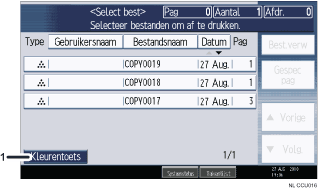 Genummerde afbeelding van het scherm van het bedieningspaneel