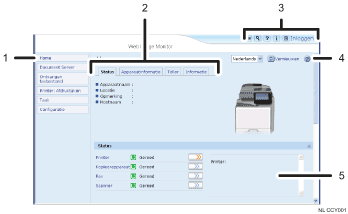 Schermafbeelding van webbrowser (afbeelding met genummerde verklaringen)