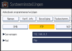 Schermafbeelding bedieningspaneel