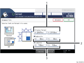 Genummerde afbeelding van het scherm van het bedieningspaneel
