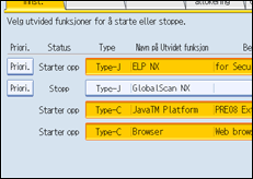 Illustrasjon av skjermpanelet