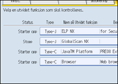 Illustrasjon av skjermpanelet