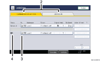 Skjermbildeillustrasjon av brukerpanelet med nummererte bildetekster