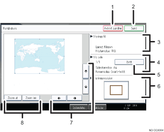 Skjermbildeillustrasjon av brukerpanelet med nummererte bildetekster