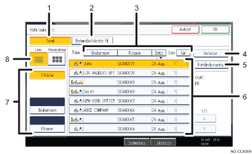 Skjermbildeillustrasjon av brukerpanelet med nummererte bildetekster