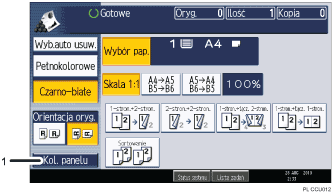 Ilustracja ekranu panela oznaczona numerowanymi odsy�aczami