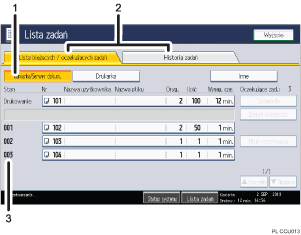 Ilustracja ekranu panela oznaczona numerowanymi odsy�aczami