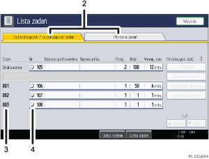 Ilustracja ekranu panela oznaczona numerowanymi odsy�aczami