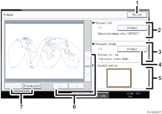 Ilustracja ekranu panela oznaczona numerowanymi odsy�aczami