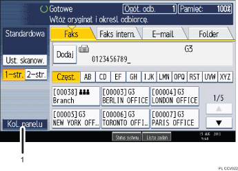 Ilustracja ekranu panela oznaczona numerowanymi odsy�aczami