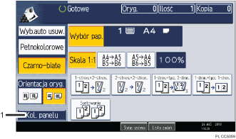 Ilustracja ekranu panela oznaczona numerowanymi odsy�aczami
