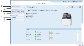 Ilustracja ekranu przeglądarki internetowej — ilustracja z numerowanymi odnośnikami