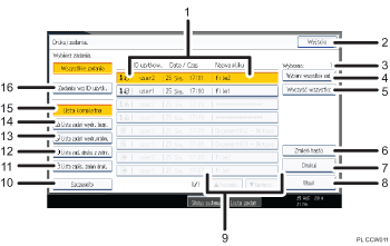 Ilustracja ekranu panela oznaczona numerowanymi odsy�aczami