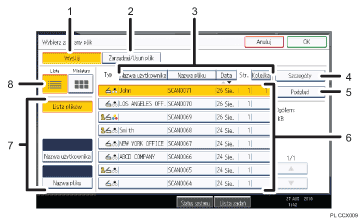 Ilustracja ekranu panela oznaczona numerowanymi odsy�aczami