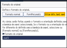 Ilustração do ecrã do painel de operação