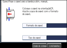 Ilustração do ecrã do painel de operação