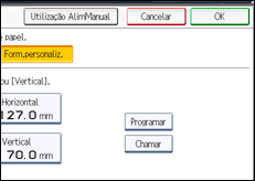 Ilustração do ecrã do painel de operação