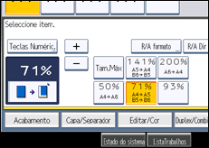 Ilustração do ecrã do painel de operação
