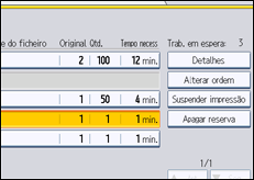 Ilustração do ecrã do painel de operação
