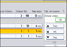 Ilustração do ecrã do painel de operação