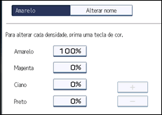 Ilustração do ecrã do painel de operação