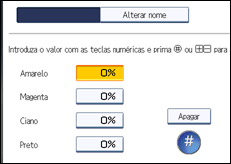 Ilustração do ecrã do painel de operação